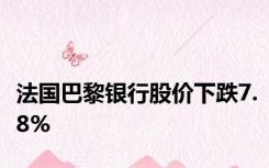法国巴黎银行股价下跌7.8%