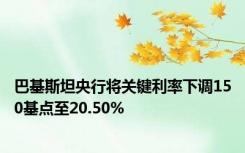 巴基斯坦央行将关键利率下调150基点至20.50%