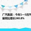 广汽集团：今年1—5月汽车出口量同比增长240.8%