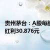 贵州茅台：A股每股现金红利30.876元