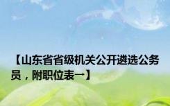 【山东省省级机关公开遴选公务员，附职位表→】