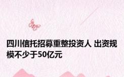 四川信托招募重整投资人 出资规模不少于50亿元