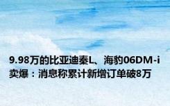 9.98万的比亚迪秦L、海豹06DM-i卖爆：消息称累计新增订单破8万