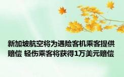 新加坡航空将为遇险客机乘客提供赔偿 轻伤乘客将获得1万美元赔偿