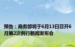 预告：商务部将于6月13日召开6月第2次例行新闻发布会