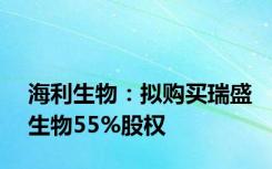 海利生物：拟购买瑞盛生物55%股权