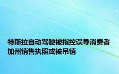 特斯拉自动驾驶被指控误导消费者加州销售执照或被吊销