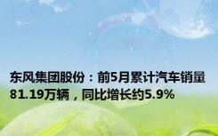 东风集团股份：前5月累计汽车销量81.19万辆，同比增长约5.9%