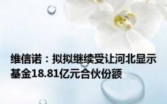 维信诺：拟拟继续受让河北显示基金18.81亿元合伙份额