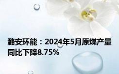 潞安环能：2024年5月原煤产量同比下降8.75%