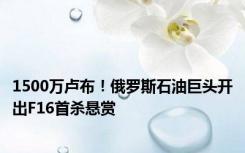 1500万卢布！俄罗斯石油巨头开出F16首杀悬赏