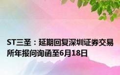 ST三圣：延期回复深圳证券交易所年报问询函至6月18日