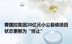 曹国控集团20亿元小公募债项目状态更新为“终止”