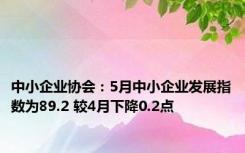 中小企业协会：5月中小企业发展指数为89.2 较4月下降0.2点