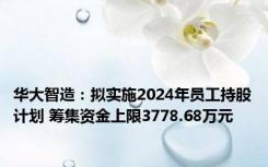 华大智造：拟实施2024年员工持股计划 筹集资金上限3778.68万元