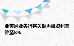 亚美尼亚央行将关键再融资利率降至8%