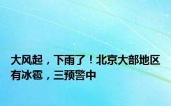 大风起，下雨了！北京大部地区有冰雹，三预警中