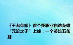 《王者荣耀》首个多职业自选英雄“元流之子”上线：一个英雄五条路