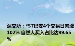 深交所：*ST巴安4个交易日累涨102% 自然人买入占比达99.65%