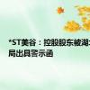 *ST美谷：控股股东被湖北证监局出具警示函