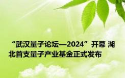 “武汉量子论坛—2024”开幕 湖北首支量子产业基金正式发布