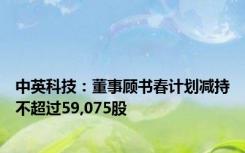 中英科技：董事顾书春计划减持不超过59,075股