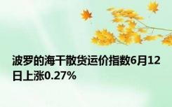 波罗的海干散货运价指数6月12日上涨0.27%