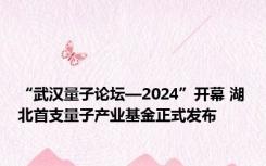 “武汉量子论坛—2024”开幕 湖北首支量子产业基金正式发布