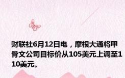 财联社6月12日电，摩根大通将甲骨文公司目标价从105美元上调至110美元。