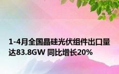 1-4月全国晶硅光伏组件出口量达83.8GW 同比增长20%