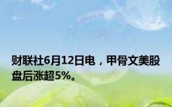 财联社6月12日电，甲骨文美股盘后涨超5%。