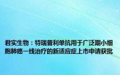 君实生物：特瑞普利单抗用于广泛期小细胞肺癌一线治疗的新适应症上市申请获批