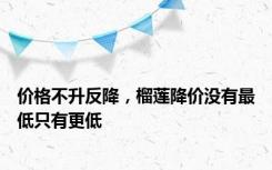 价格不升反降，榴莲降价没有最低只有更低