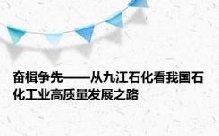 奋楫争先——从九江石化看我国石化工业高质量发展之路