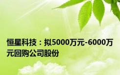 恒星科技：拟5000万元-6000万元回购公司股份