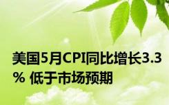 美国5月CPI同比增长3.3% 低于市场预期