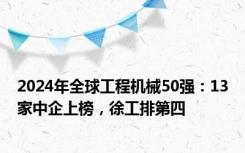 2024年全球工程机械50强：13家中企上榜，徐工排第四