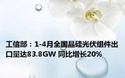 工信部：1-4月全国晶硅光伏组件出口量达83.8GW 同比增长20%