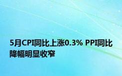 5月CPI同比上涨0.3% PPI同比降幅明显收窄