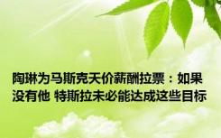 陶琳为马斯克天价薪酬拉票：如果没有他 特斯拉未必能达成这些目标