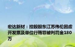 宏达新材：控股股东江苏伟伦因虚开发票及单位行贿罪被判罚金180万