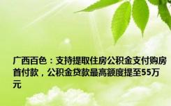 广西百色：支持提取住房公积金支付购房首付款，公积金贷款最高额度提至55万元