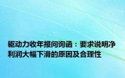 驱动力收年报问询函：要求说明净利润大幅下滑的原因及合理性