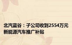 北汽蓝谷：子公司收到2554万元新能源汽车推广补贴