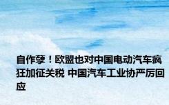 自作孽！欧盟也对中国电动汽车疯狂加征关税 中国汽车工业协严厉回应