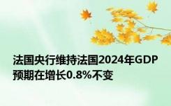 法国央行维持法国2024年GDP预期在增长0.8%不变