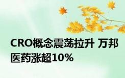 CRO概念震荡拉升 万邦医药涨超10%