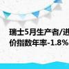 瑞士5月生产者/进口物价指数年率-1.8%