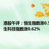 港股午评：恒生指数涨0.54% 恒生科技指数涨0.62%