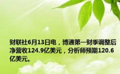 财联社6月13日电，博通第一财季调整后净营收124.9亿美元，分析师预期120.6亿美元。